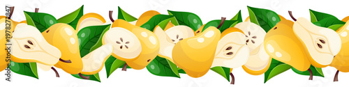 Vector seamless border with pears