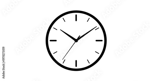 Simple wall clock displaying ten past ten a stark silhouette