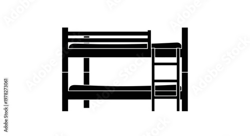 Black silhouette of a two tiered bunk bed minimalist design silhouette