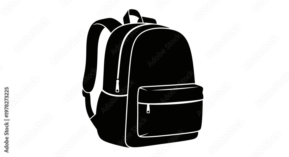 Fototapeta premium A black backpack presented as a striking digital silhouette