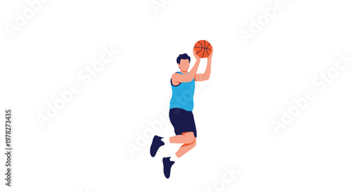 Professional basketball player jumping high in the air to perform a powerful jump shot against a clean white background.