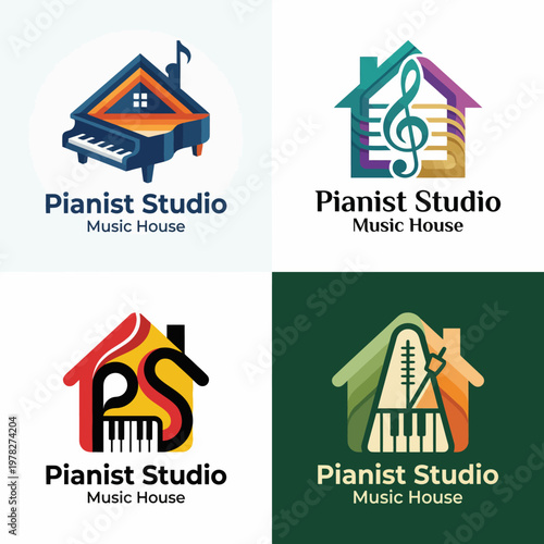 A versatile collection of logos for a pianist studio, featuring elegant piano and musical motifs that capture the essence of music education and creativity in design.