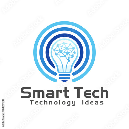 This logo features a light bulb intertwined with waves, representing innovative technology ideas and smart solutions for modern challenges in the tech industry.