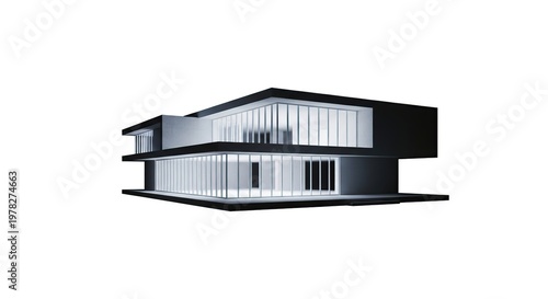Modern architectural design of a contemporary building with glass facade.