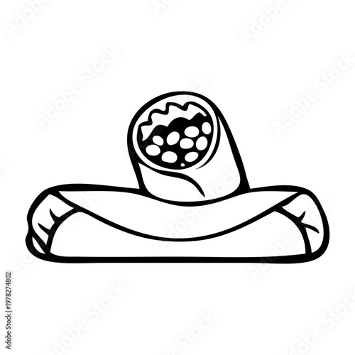 Restaurante de comida rápida. Logotipo con dibujo minimalista con líneas de burritos mexicanos 