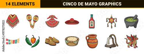 Mexican Folklore Celebration Graphic Set