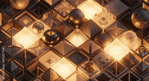 Abstract Geometric Composition with Spheres and Squares.