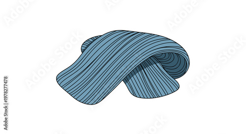 Soft blue knitted scarf folded neatly and ready for winter season fashion and warmth against the cold weather isolated on white.