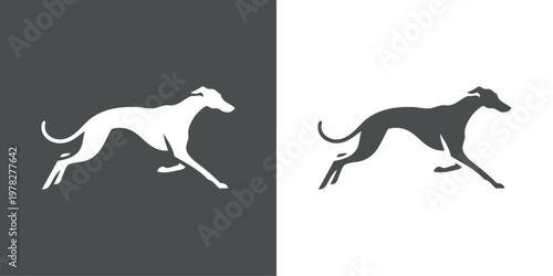 Dibujo minimalista de la silueta de un galgo corriendo 