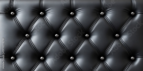 Elegant Textured Black Leather Upholstery Featuring Diamond Stitching and Button Accents for Luxury