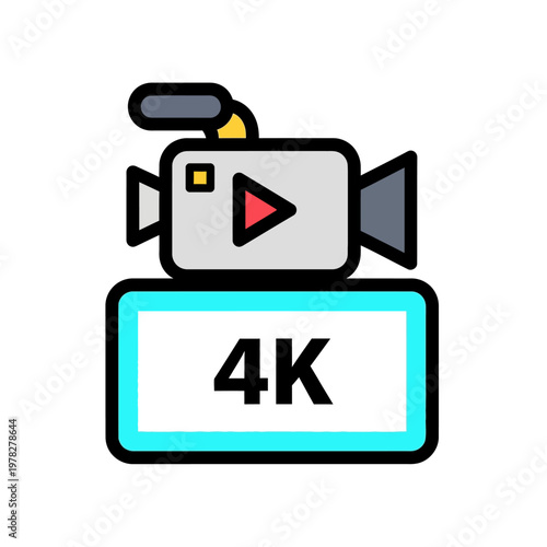 High-Quality 4K Video Recording Camera Icon for Multimedia Production and Content Creation