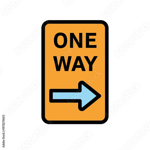 A clear and simple illustration of a rectangular road sign indicating 