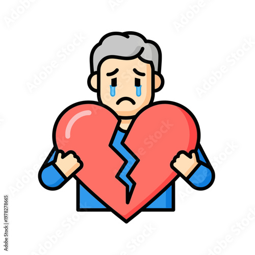 Distraught individual clutching a fractured heart, symbolizing deep emotional pain and heartbreak