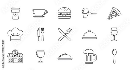 Food and drink icons collection.