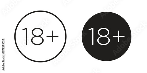 18 Plus icon vector flat linear pack on white background
