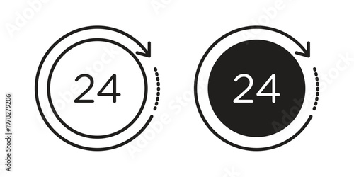24 Hour time icon vector flat linear pack on white background