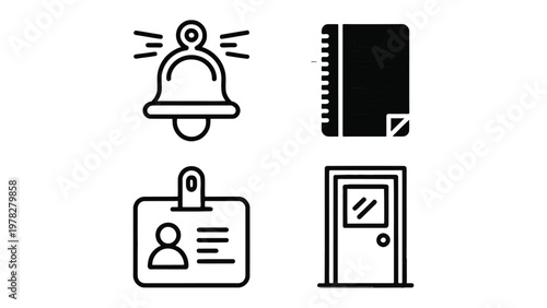 Security and Access Icons: Simple yet effective icons representing essential elements of security and access control, suitable for various digital and print applications.