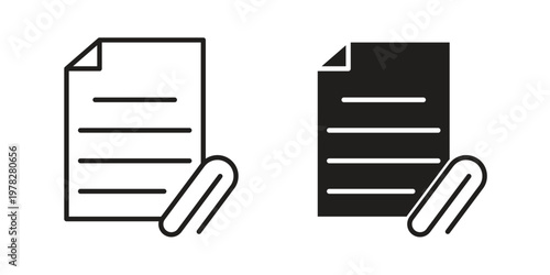 Attach document icon vector flat linear pack on white background