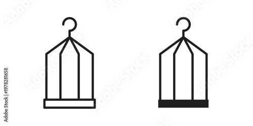 Bird cage icon vector flat linear pack on white background