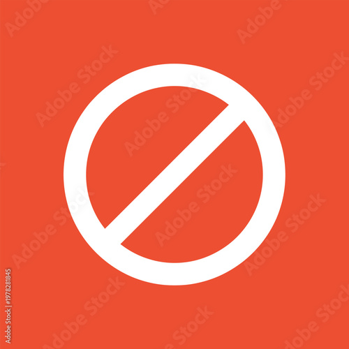 A simple white forbidden sign centered on a vibrant red background for clear visual signaling