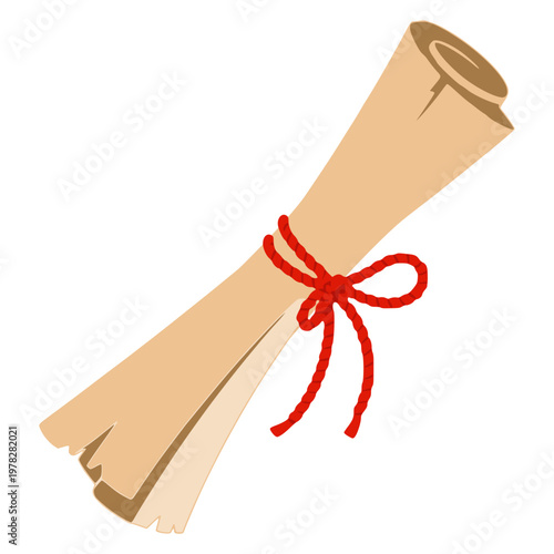 vintage scroll ancient message historical artifact flat color vector illustration template design