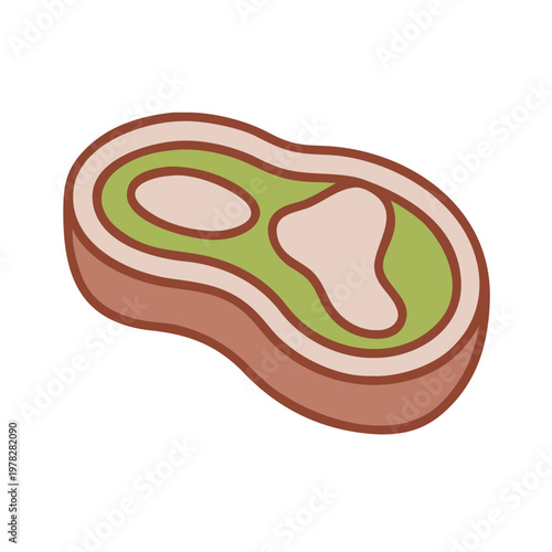 Tasty cartoon illustration of dog food isolated on white background featuring a healthy brown meat steak and fresh vegetable meal design for delicious pet nutrition clipart