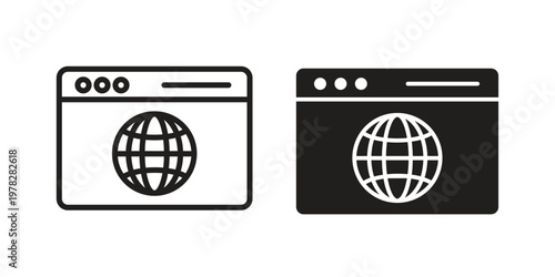 Browser icon vector flat linear pack on white background