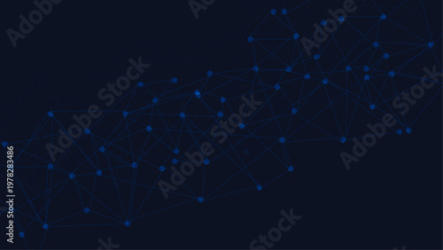Abstract Blue Network Connections Background, Futuristic Digital Data Mesh, AI Technology Nodes and Lines, Big Data Visualization, Cyber Network Communication Backdrop