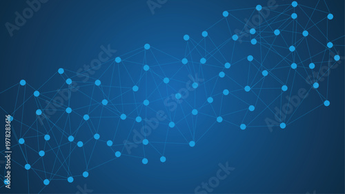 Abstract Blue Network Line Background with Data Nodes Overlay on UI Interface, Digital Technology Connection Concept for Dashboard, Web App, Big Data Visualization and Modern Tech Backdrop
