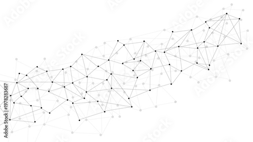 Minimal Abstract Network Connections Background, Monochrome Data Mesh with Nodes and Lines, Futuristic AI Technology Grid, Digital Communication Structure Design