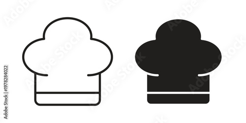 Chef hat icon vector flat linear pack on white background