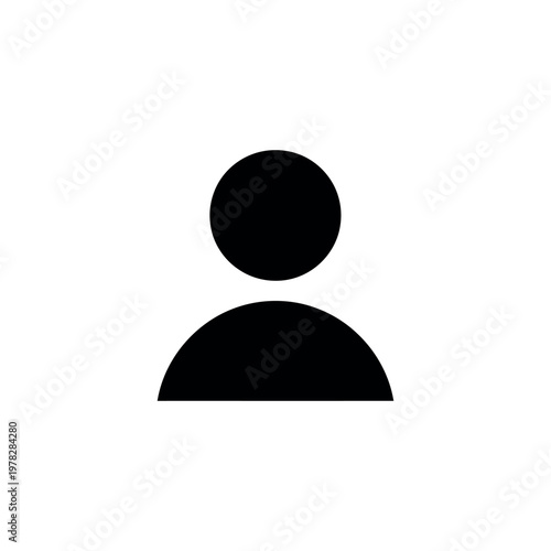 Simple silhouette of a person with a round head and semi-circular body