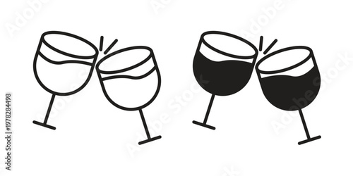 Clinking glasses icon vector flat linear pack on white background