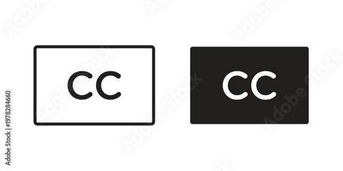 Closed caption icon vector flat linear pack on white background