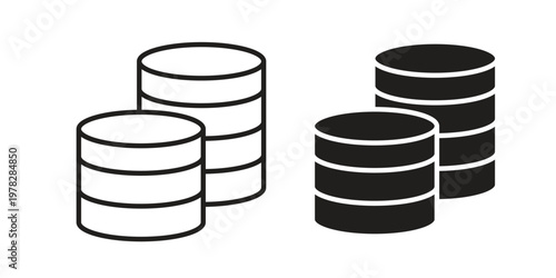 Coins icon vector flat linear pack on white background