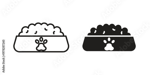 Dog food icon vector flat linear pack on white background