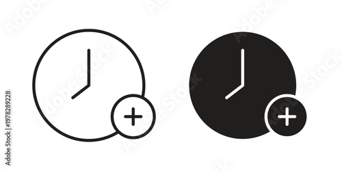 Extra hours icon vector flat linear pack on white background