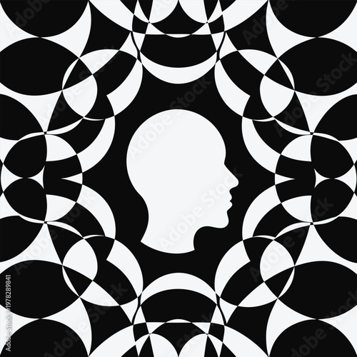 Visualization of the space between thoughts, human awareness as negative space, anti-pattern emerging from pattern, inspired by cognitive neuroscience and Zen koans