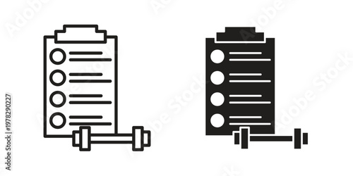 Fitness plan icon vector flat linear pack on white background
