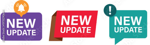 Set of new update, New update alert, New update with bell