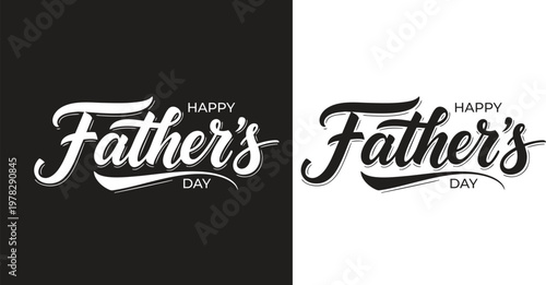 Happy father's day calligraphy black and white designs