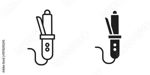 Hair curler icon vector flat linear pack on white background