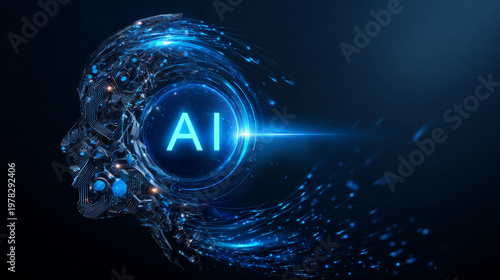 Artificial intelligence with letter AI in Abstract Technology Circle Wave Moving Analysis logo vector design concept. AI technology logotype symbol for advance technology, tech company, identity, ui.