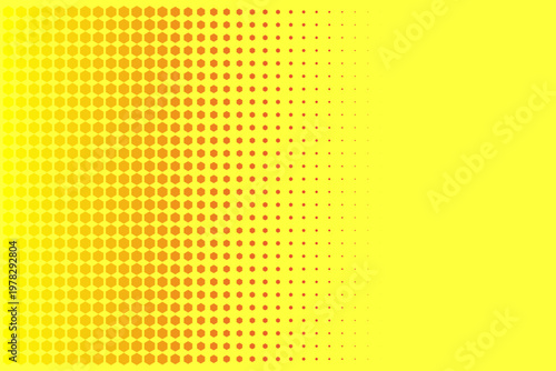 Yellow and orange hexagonal halftone pattern background for retro pop art and comic book design