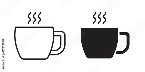 Hot tea icon vector flat linear pack on white background