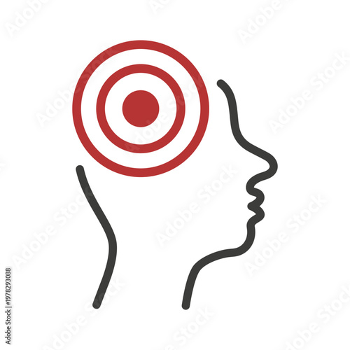 Headache icon, migraine or stroke, human head problem, vector illustration on white