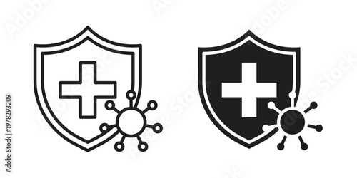 Immunity icon vector flat linear pack on white background