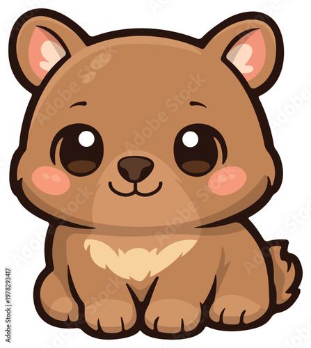 Charming Cub Illustration: An endearing depiction of a cuddly cub, exuding an aura of innocence and warmth, crafted in a whimsical, cartoon style.