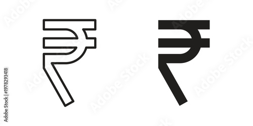 Indian rupee icon vector flat linear pack on white background