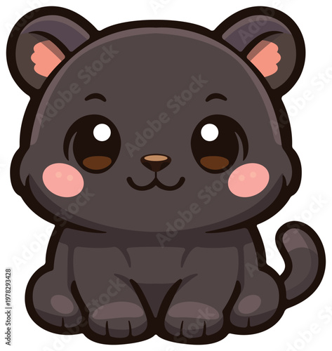 Cute Panther: An adorable cartoon depiction of a playful panther cub, with endearing features, exuding charm and innocence.